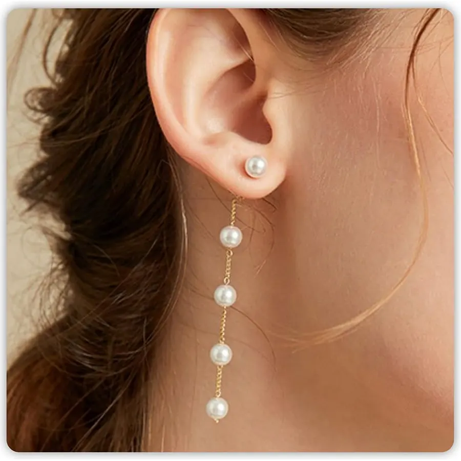 Trinckle Pearl Earrings for Women Drop Jewelry Bride Wedding Accessories