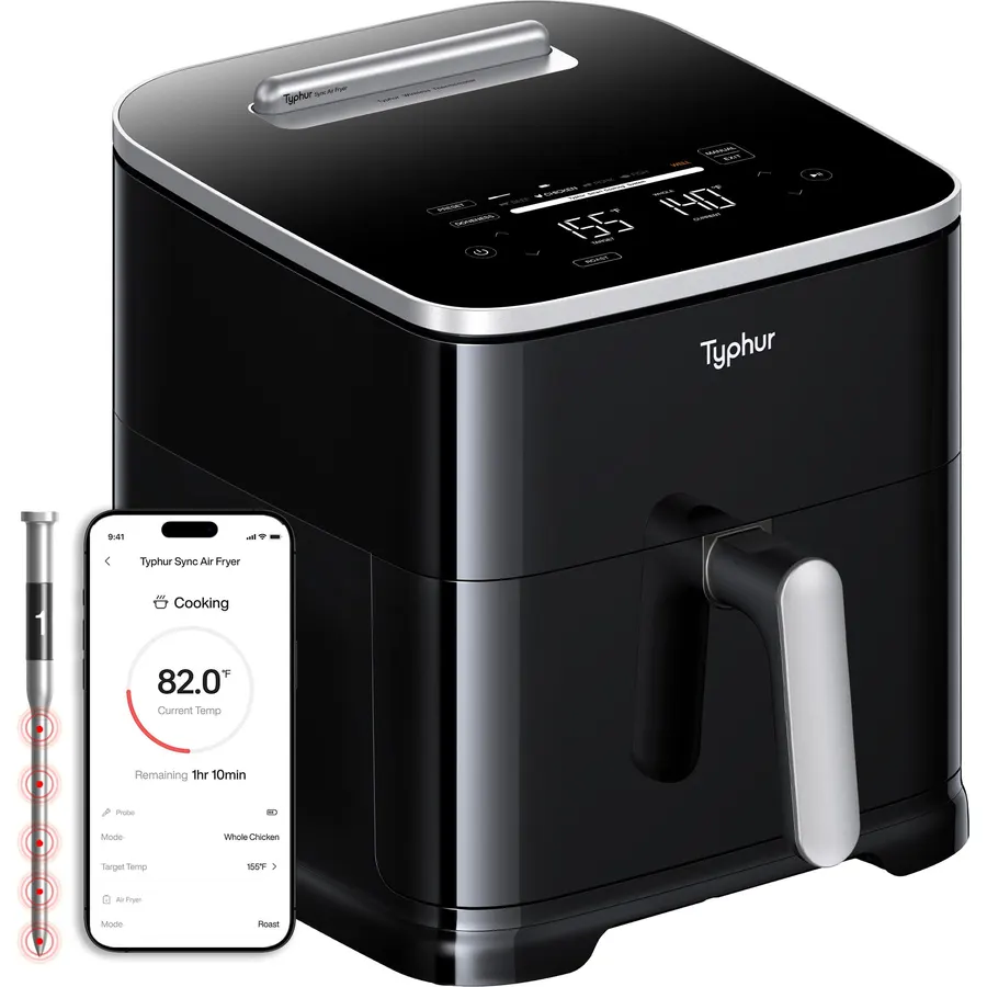 Typhur Sync 8QT AI Smart Air Fryer with Built-in Wireless Meat Thermometer