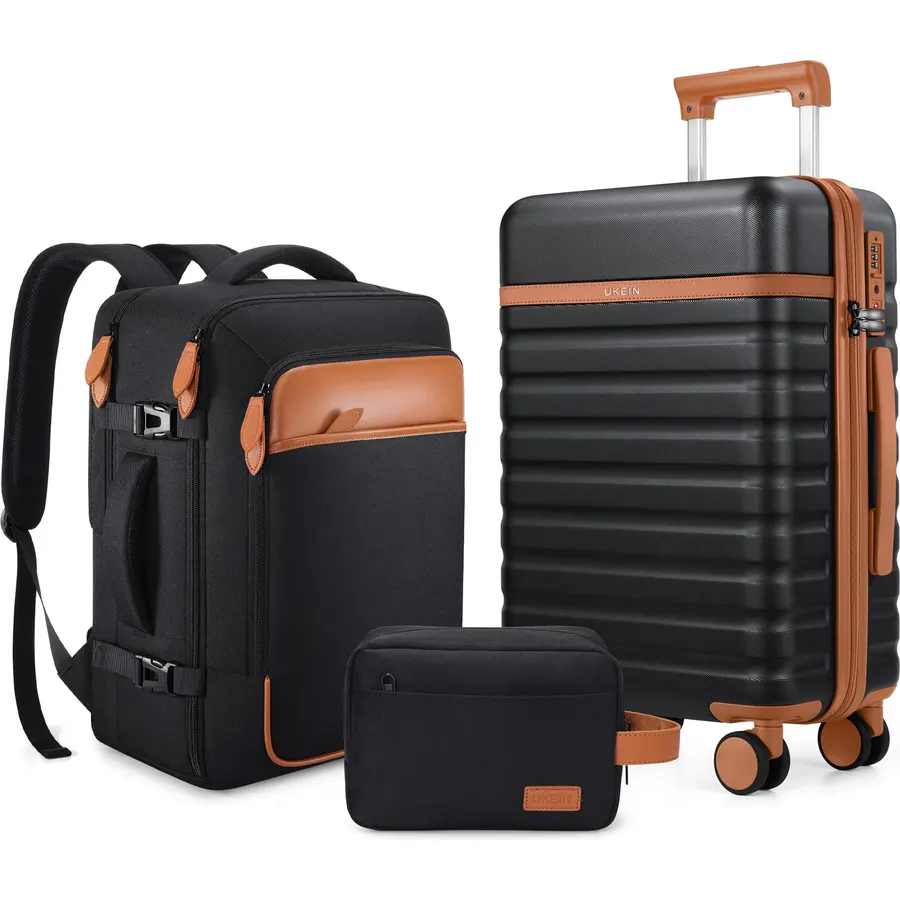 UKEIN Luggage Sets 3Piece, Carry On Luggage 20in Suitcase Set With Backpack