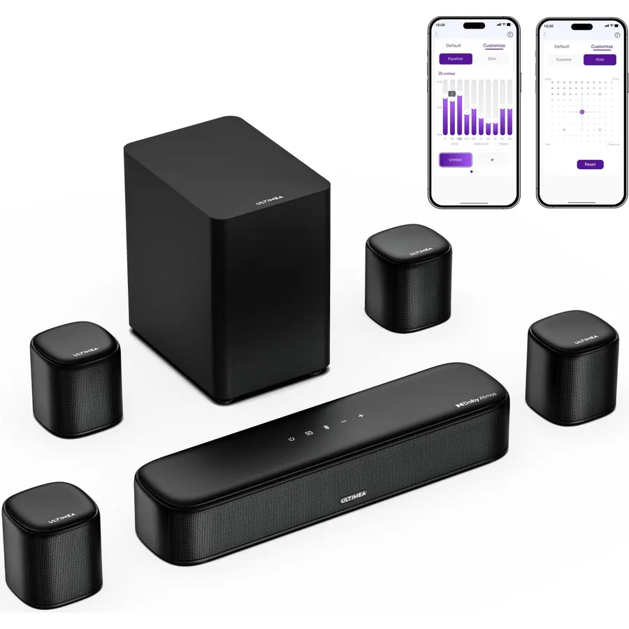 ULTIMEA 7.1ch Sound Bar with Dolby Atmos, 4 Surround Speakers, Aura A60