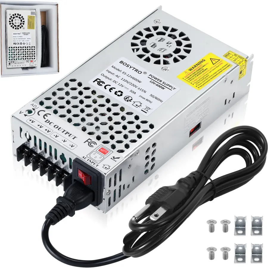 Upgraded 12V DC Power Supply 600W 50A AC to DC Converter Switching Power Supply for Led Strip, Motor Pump, CCTV, 3D Printer, Electronic Instruments, Lab Computer
