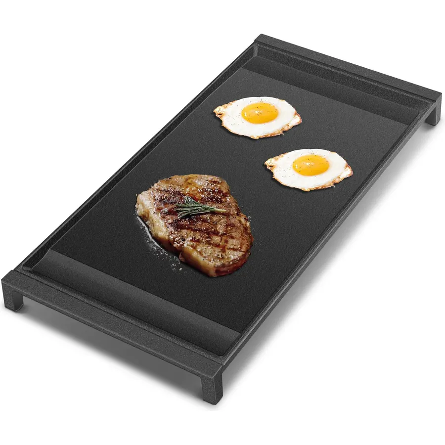 Upgraded WB31X24738 Cast Iron Griddle Replacement for GE Appliance Stove Range Cooktop, Nitrided & Vegetable Oil Seasoned, WB31X49806 19.5"×9" Gas Stove Top Center Part, NO FTFE & PFAS