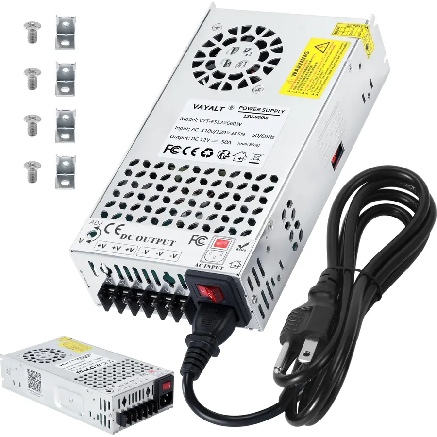 New Version Converter, 110V AC to 12V DC Converter Power Supply 12V 600W 50A DC Switch Transformer for RV,Pump,LED Strip, LCD Monitor
