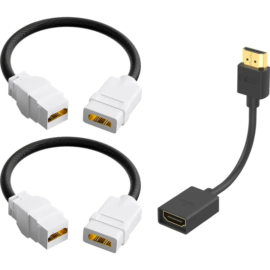 VCE VCELINK 2-Pack HDMI Swivel Adapter Male to Female Bundle with 2-Pack 8K HDMI Coupler Female to Female