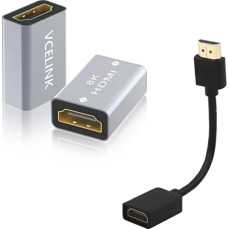 VCE 2-Pack 4K HDMI Extender Male to Female Bundle with 1-Pack HDMI Coupler Female to Female