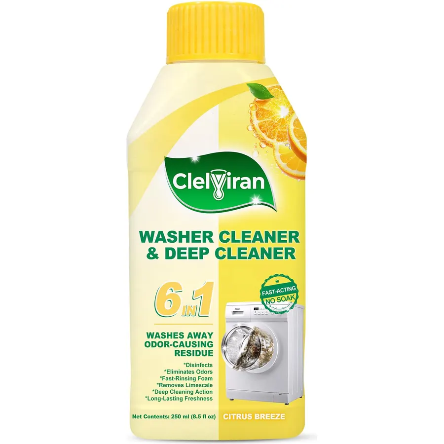 Washing Machine Cleaner Liquid, Powers Away Odor Causing Residue and Grime Deep Inside Pump, Valve and Hoses, 6 in 1 HE Washer Descaler (1 Pack)