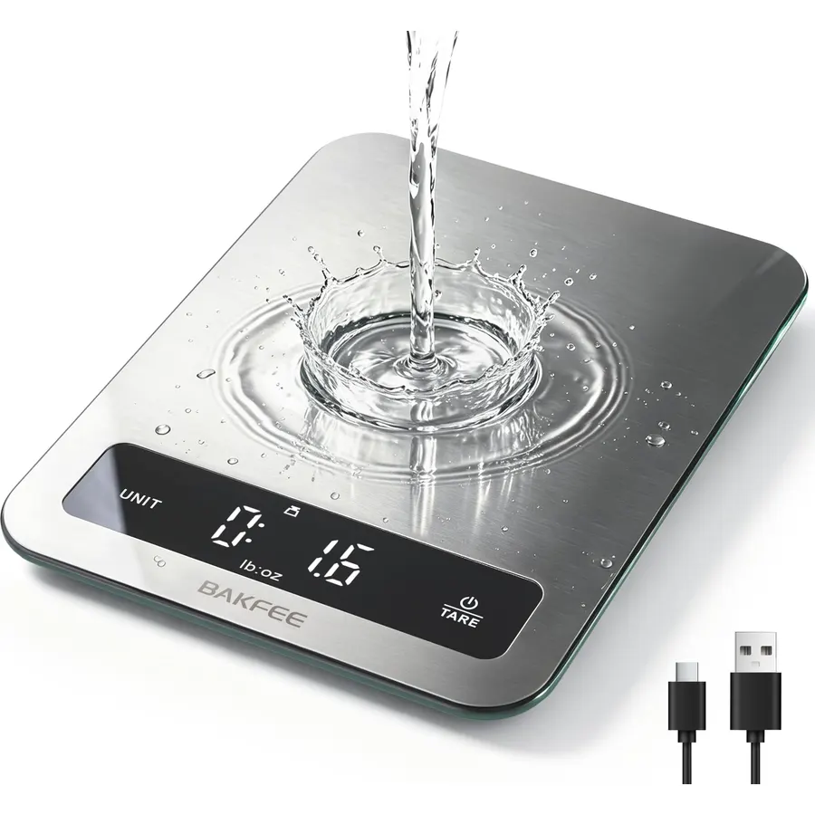 Waterproof Food Scale, 22lb Kitchen Scale, IP67, Rechargeable, Grey