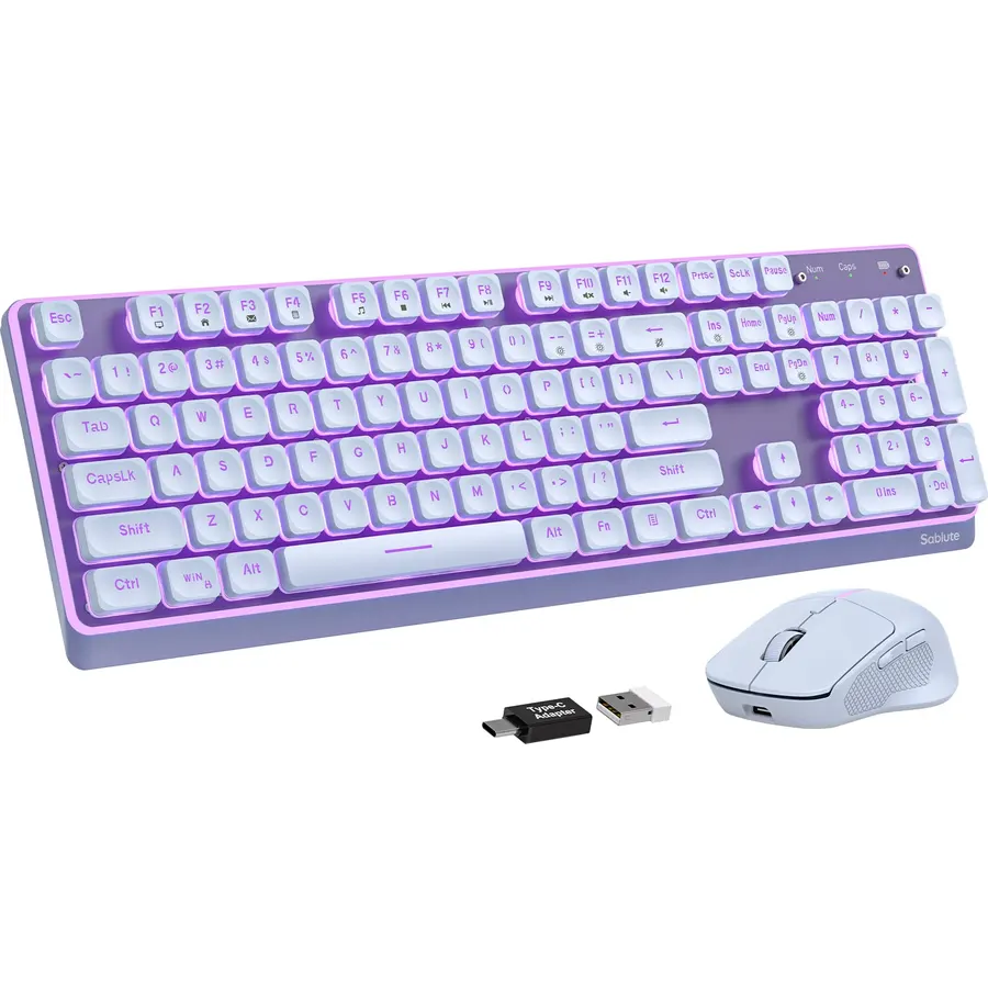 Wireless Keyboard and Mouse Combo, RGB Backlit, Pudding Keycaps, KM41max