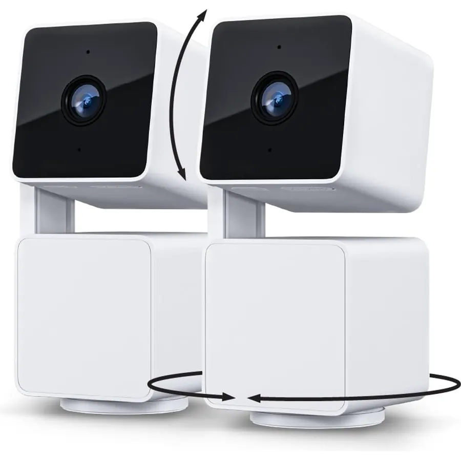 WYZE Duo Cam Pan Indoor/Outdoor IP65 2K 360° Pan/Tilt Smart Home Security Camera with Color Night Vision, Compatible with Alexa & Google Assistant, White