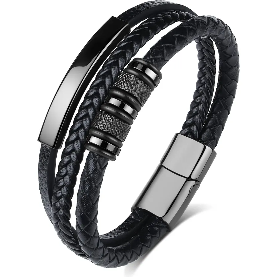 XIANNVXI Premium Mens Braided Leather Bracelet for Men
