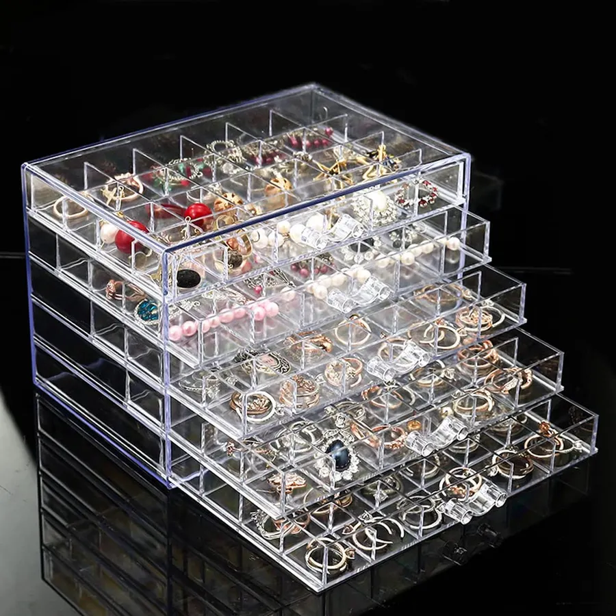 YUFONG Earring Storage Box Organizer 5 Drawers with 120 Small Compartments