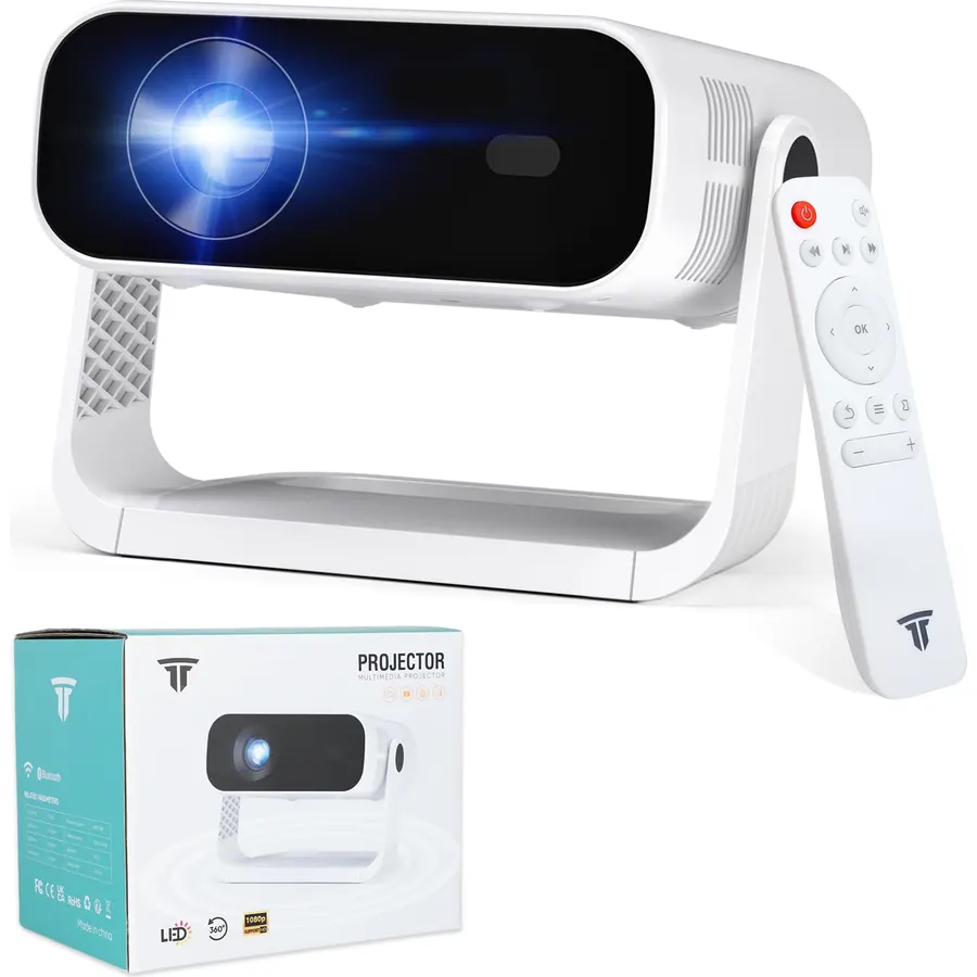 ZDK Smart Projector with WiFi & Bluetooth: Android 14 OS 210 ANSI, Built-in Streaming Apps & AirPlay/Miracast, Indoor Home Theater