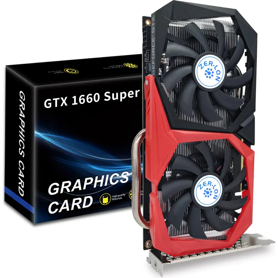 ZER-LON GeForce GTX 1660 Super 6GB Graphics Cards, GDRR6 192Bit PCIE 3.0X16 Computer Gaming Gpu, Dual Freeze Fans Video Card with HDMI/DP/DVI Ports Support 4K and 8K HD