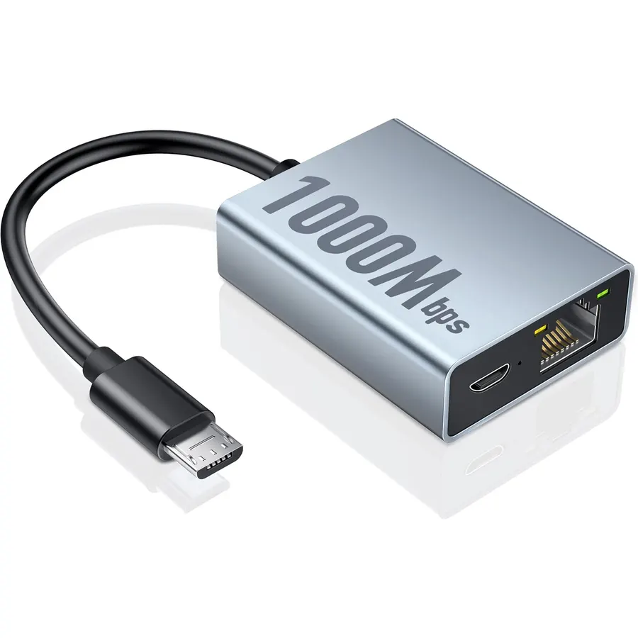 ZEXMTE 1000 Mbps Ethernet Adapter for Fire TV Stick, Micro USB to RJ45 Gigabit Ethernet Adapter Compatible with Fire TV Stick 4K/ 4K Max, Chromecast Ultra