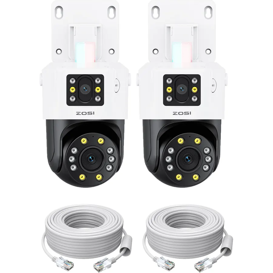 ZOSI 2 x C298 4K PoE IP Camera, 8MP Dual-Lens PTZ Security Camera Outdoor